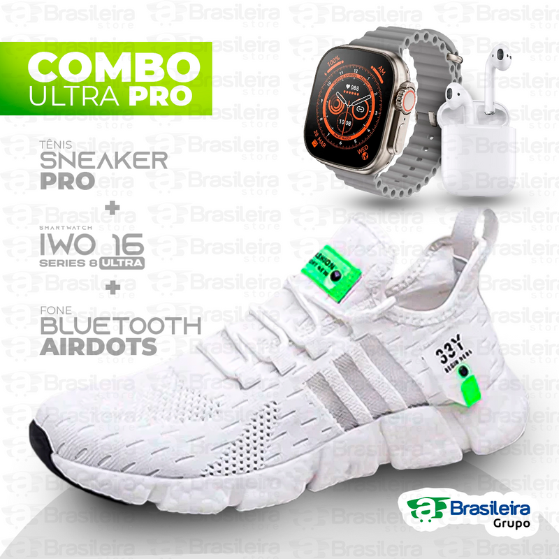 Combo em Oferta 3x1 TÊNIS NEWFIT + IWO SERIES 8 ULTRA + FONE BLUETOOTH PRO | ENVIO IMEDIATO