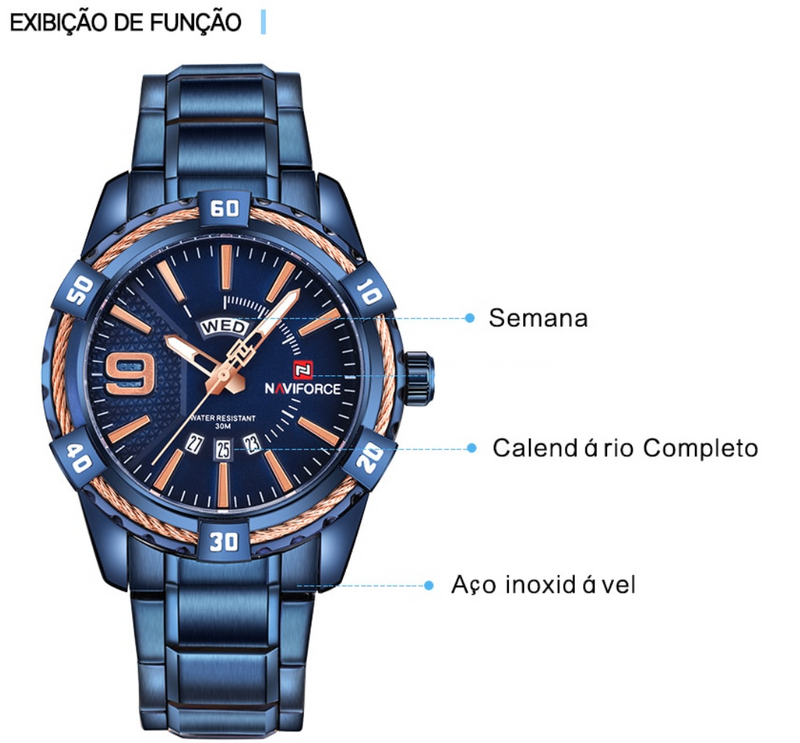 Relógio Casual Masculino Luxury Gold