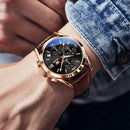 Relógio Casual Masculino Em Couro Olevsain