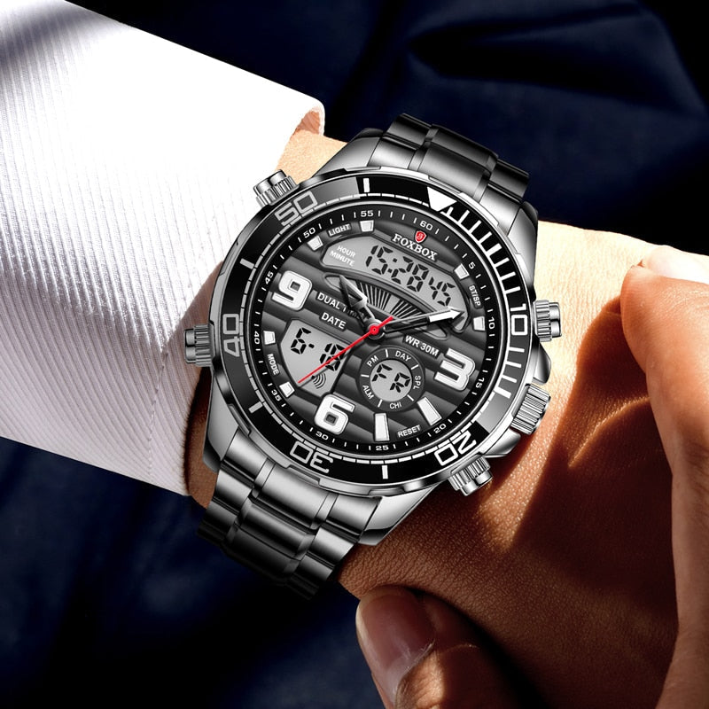 Relógio Casual Masculino FOXBOX - Aço inoxidável