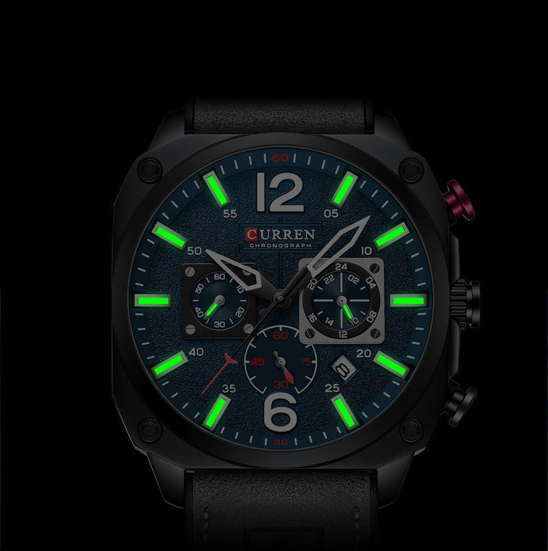 Relógio Casual Masculino Em Couro Minimal