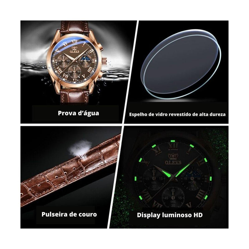 Relógio Casual Masculino Em Couro Legítimo Utermind